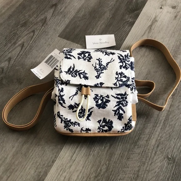 Vera Bradley women’s straw mini backpack purse in adrift coral blue Vera Bradley women main image 3